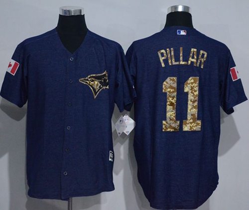 Blue Jays #11 Kevin Pillar Denim Blue Salute to Service Stitched MLB Jersey - Click Image to Close